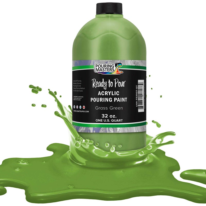 POURING MASTERS Grass Green Acrylic Ready to Pour Pouring Paint - Premium 8-Ounce Pre-Mixed Water-Based - for Canvas, Wood, Paper, Crafts, Tile, Rocks and More - Image 1